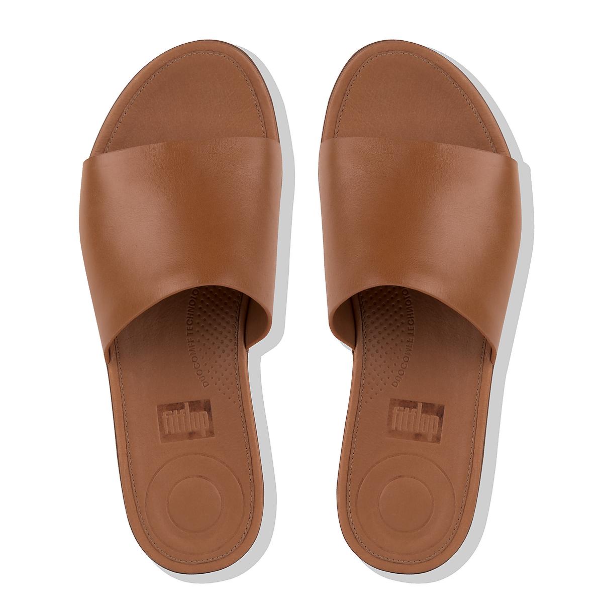 Sandały Fitflop SOLA Leather Slides Damskie Brązowe | Polska-17543