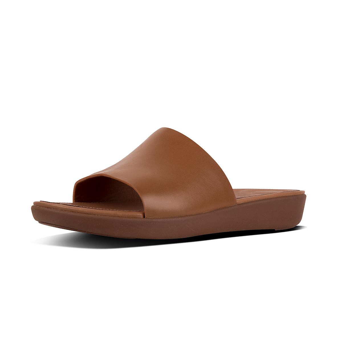 Sandały Fitflop SOLA Leather Slides Damskie Brązowe | Polska-17543