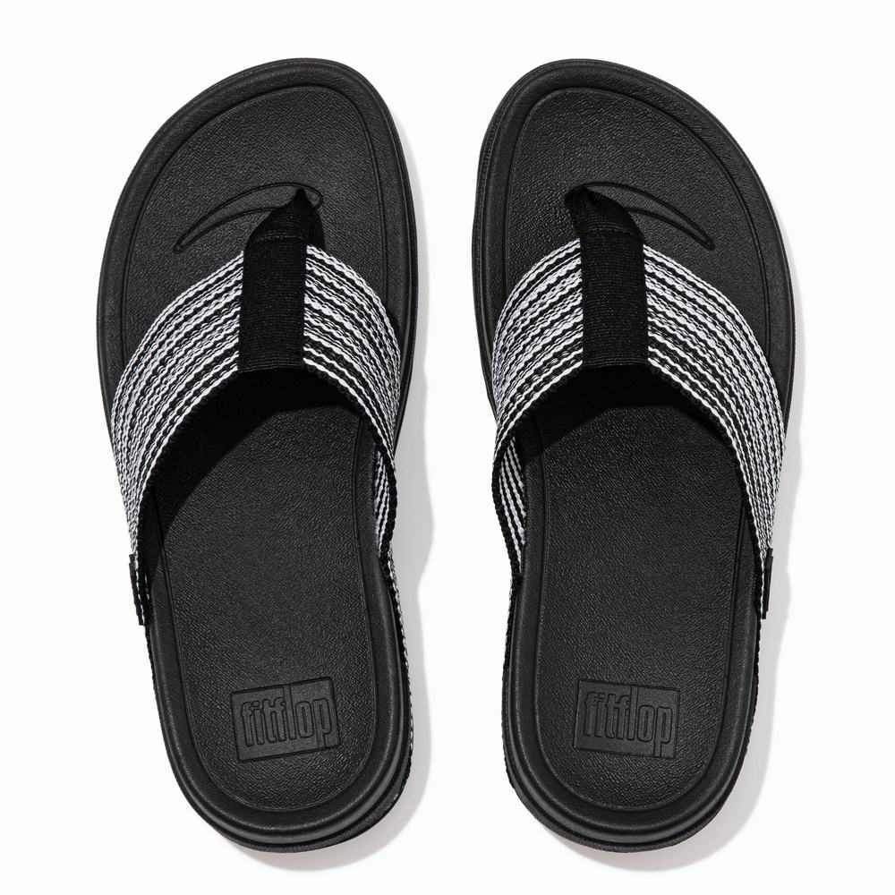 Sandały Fitflop SURFA Toe-Post Damskie Czarne | Polska-52317