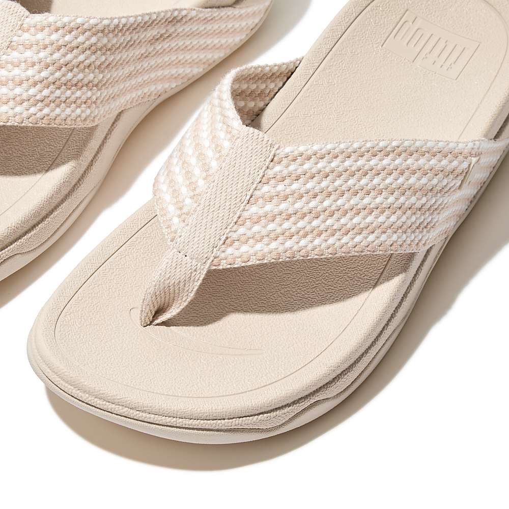 Sandały Fitflop SURFA Webbing Toe-Post Damskie Szare Beżowe | Polska-43512