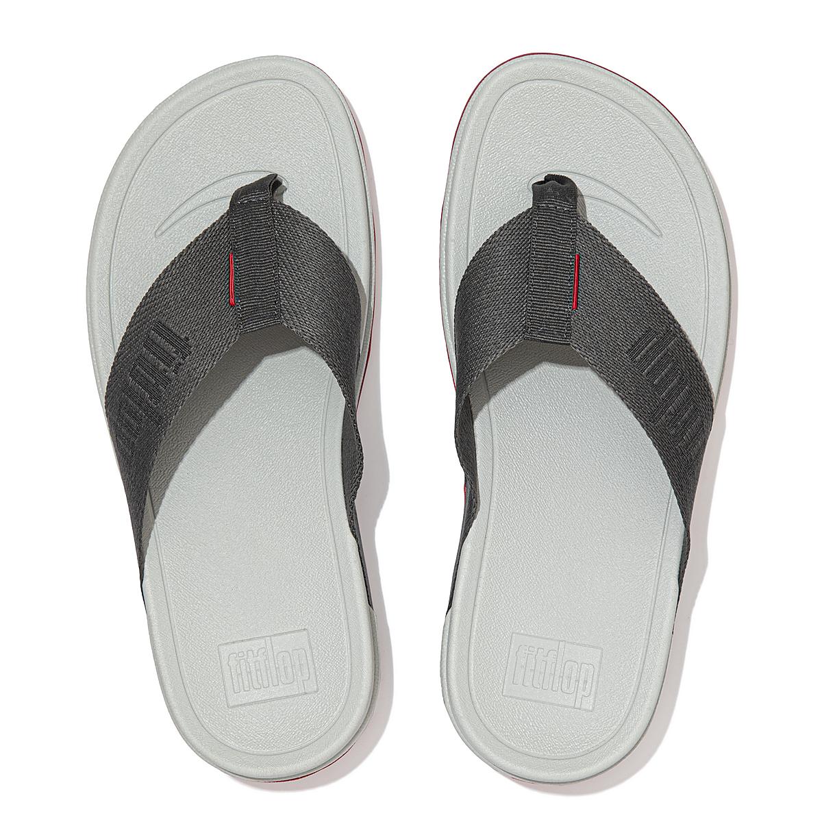 Sandały Fitflop SURFA Woven-Logo Toe-Post Damskie Szare | Polska-50368