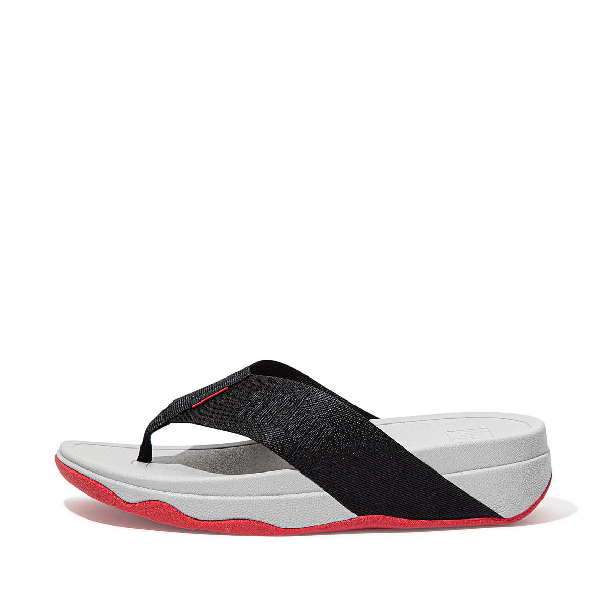 Sandały Fitflop SURFA Woven-Logo Toe-Post Damskie Czarne | Polska-80739