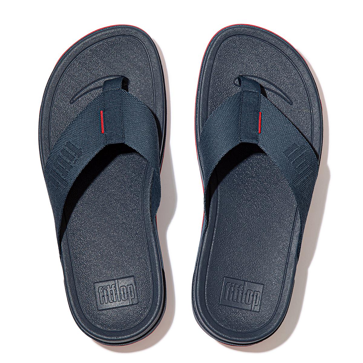 Sandały Fitflop SURFA Woven-Logo Toe-Post Damskie Granatowe | Polska-87924