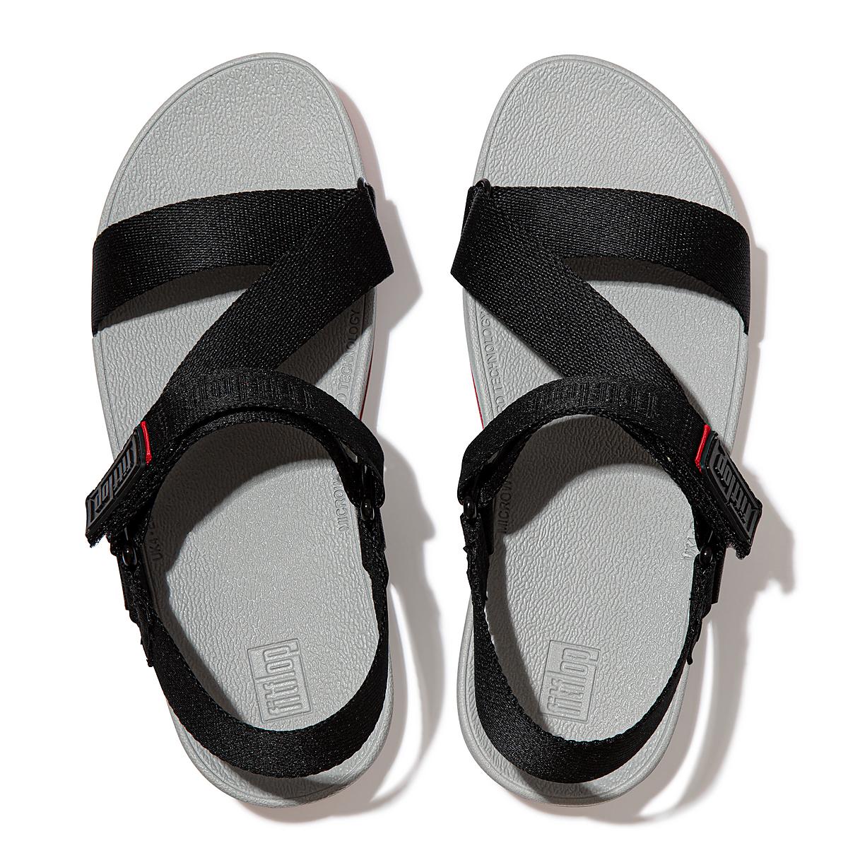 Sandały Fitflop SURFA Woven-Logo Z-Strap Damskie Czarne | Polska-19264