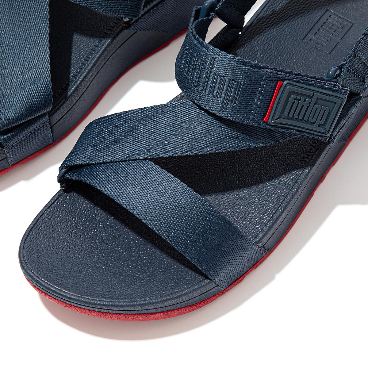 Sandały Fitflop SURFA Woven-Logo Z-Strap Damskie Granatowe | Polska-70531