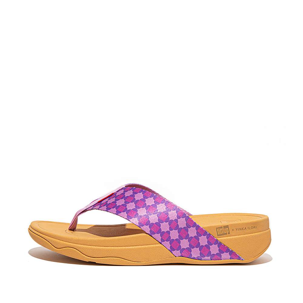 Sandały Fitflop SURFA X Yinka Ilori Toe-Post Damskie Fioletowe | Polska-45762