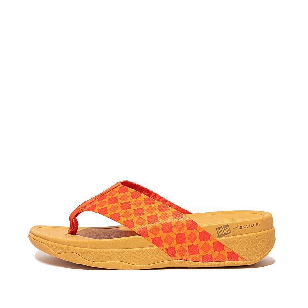 Sandały Fitflop SURFA X Yinka Ilori Toe-Post Damskie Czerwone Pomarańczowe | Polska-49258