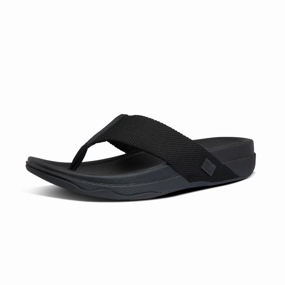 Sandały Fitflop SURFER Toe-Post Męskie Czarne | Polska-42678