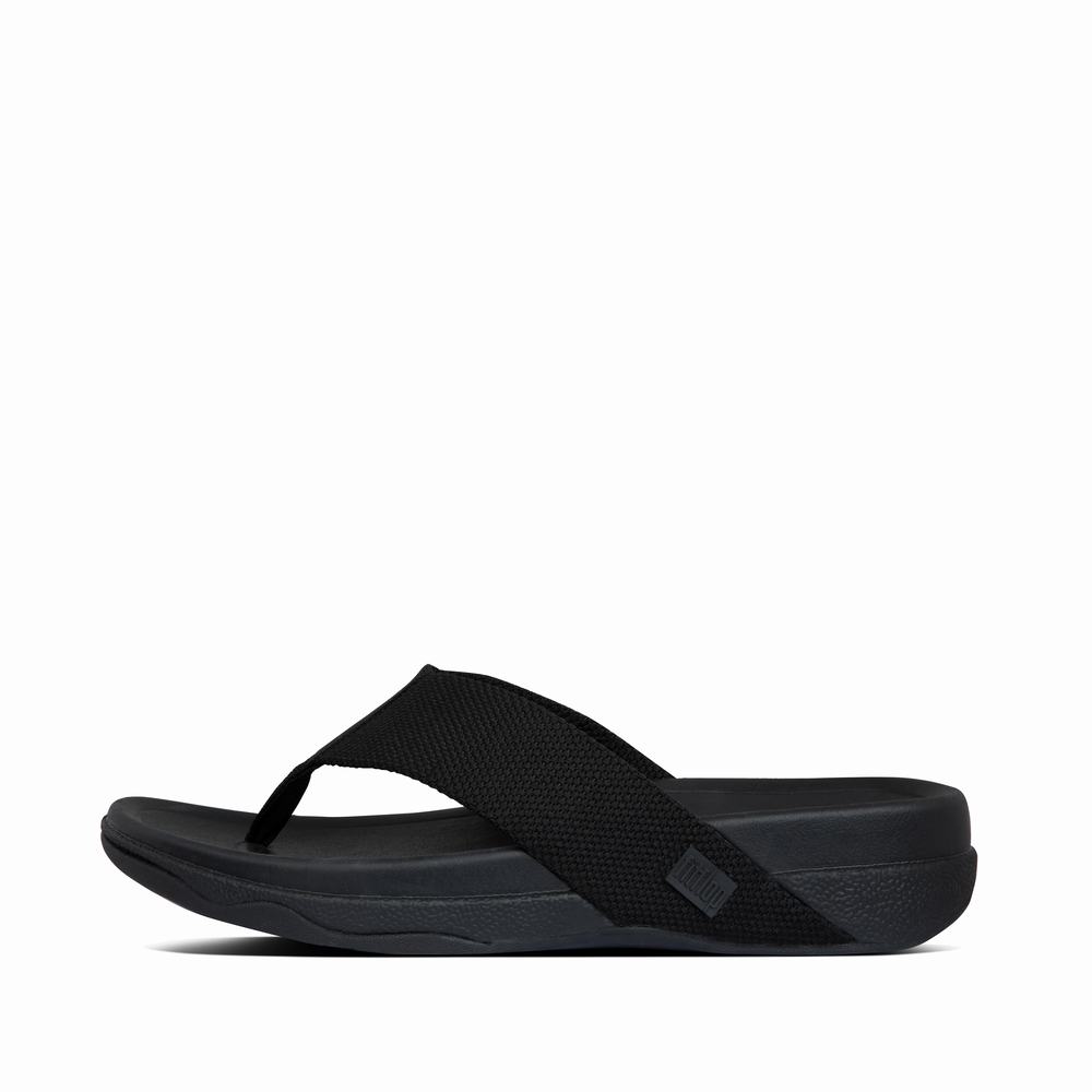 Sandały Fitflop SURFER Toe-Post Męskie Czarne | Polska-42678