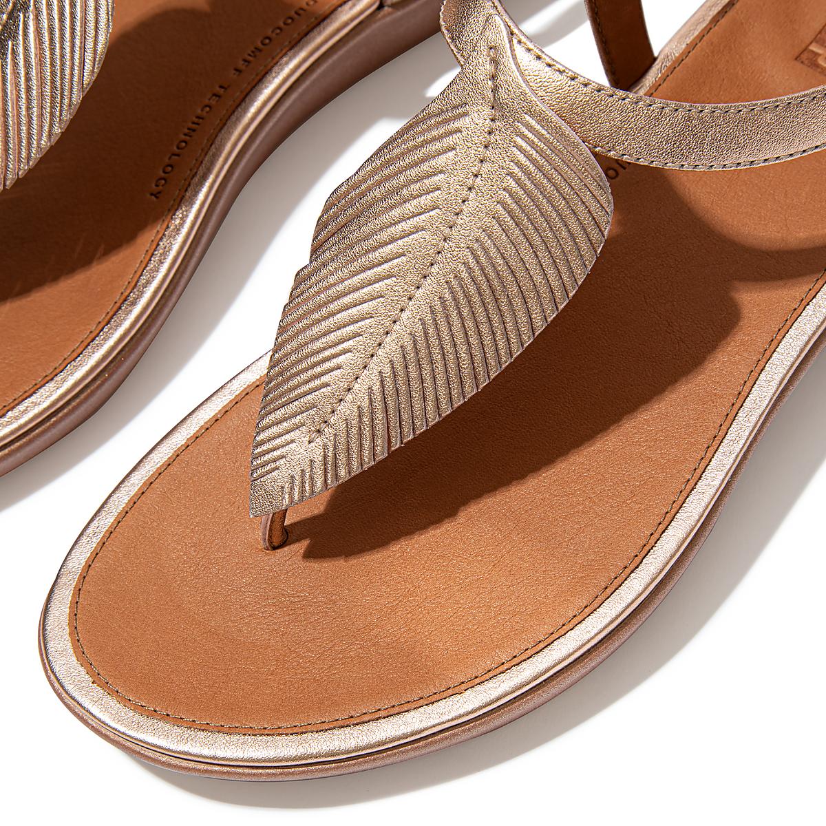 Sandały Fitflop TIA Feather Metallic Leather Back-Strap Damskie Różowe Złote | Polska-52091