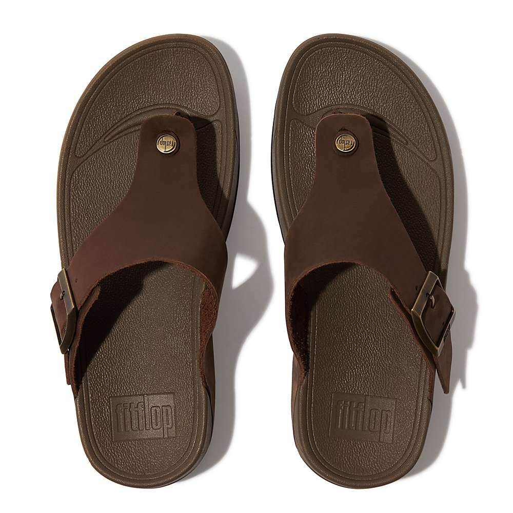 Sandały Fitflop TRAKK II Buckle Nubuck Toe-Posts Męskie Brązowe | Polska-38109