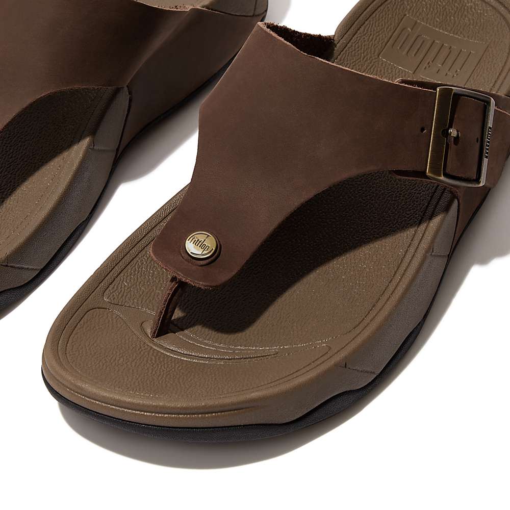 Sandały Fitflop TRAKK II Buckle Nubuck Toe-Posts Męskie Brązowe | Polska-38109