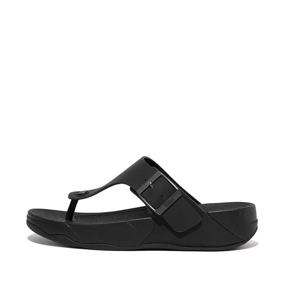 Sandały Fitflop TRAKK II Buckle Nubuck Toe-Posts Męskie Czarne | Polska-98215