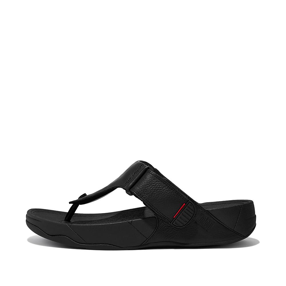 Sandały Fitflop TRAKK II Leather Toe-Post Męskie Czarne | Polska-48176