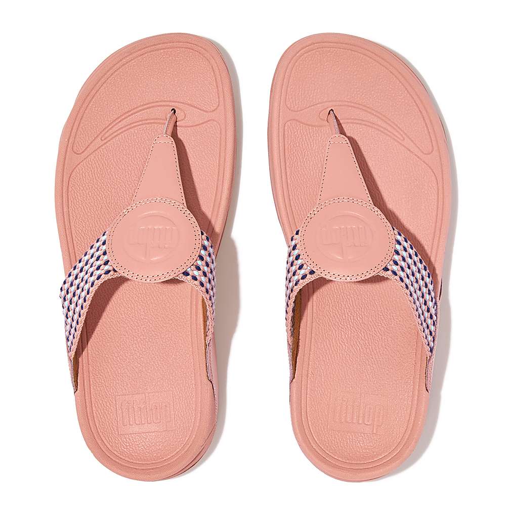 Sandały Fitflop WALKSTAR Finestripe Toe-Post Damskie Różowe | Polska-18039