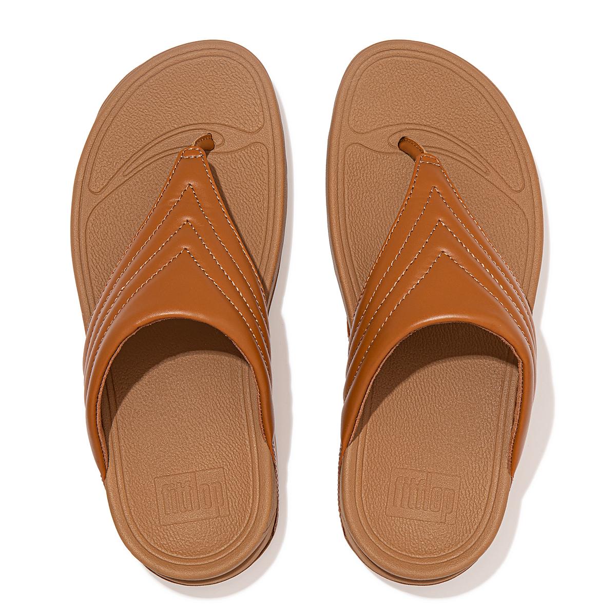 Sandały Fitflop WALKSTAR Leather Toe-Post Damskie Głęboka Brązowe | Polska-75208