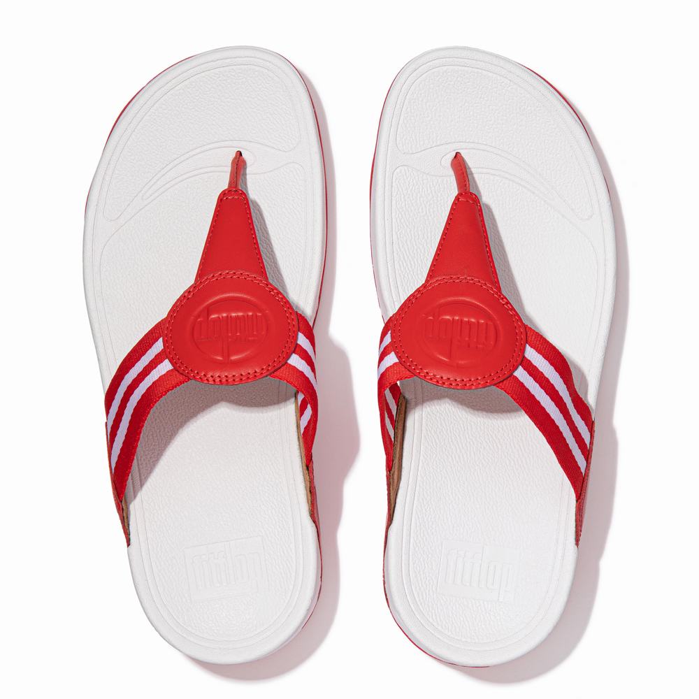 Sandały Fitflop WALKSTAR Webbing Toe-Post Damskie Czerwone | Polska-02398