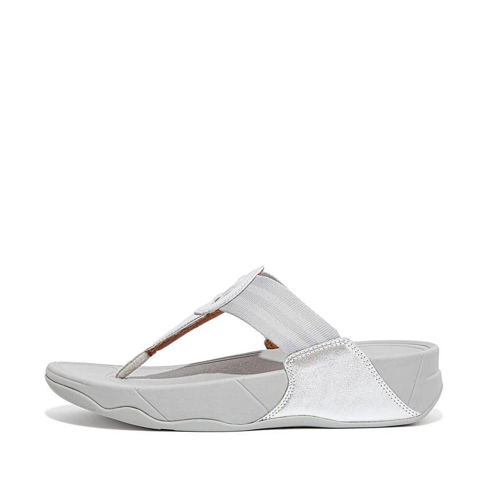 Sandały Fitflop WALKSTAR Webbing Toe-Post Damskie Srebrne | Polska-13746