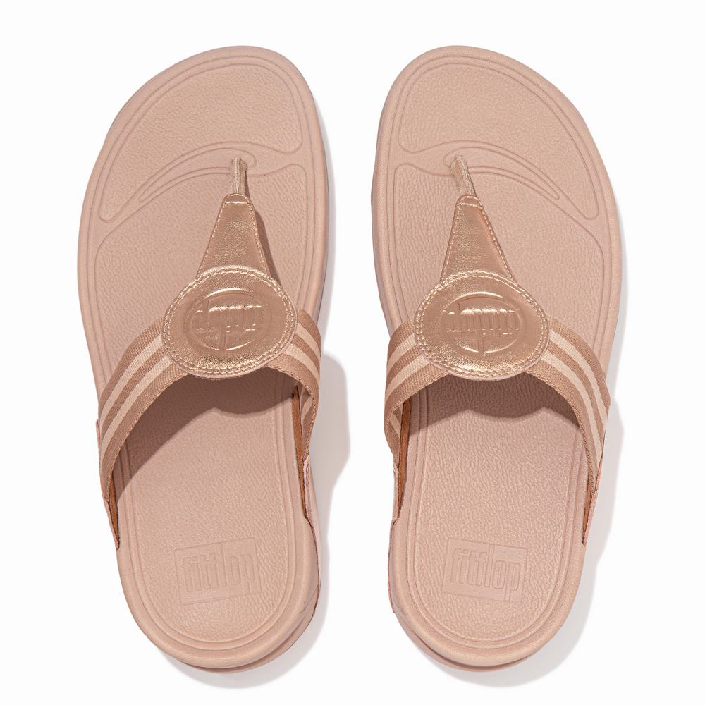 Sandały Fitflop WALKSTAR Webbing Toe-Post Damskie Różowe Złote | Polska-69321