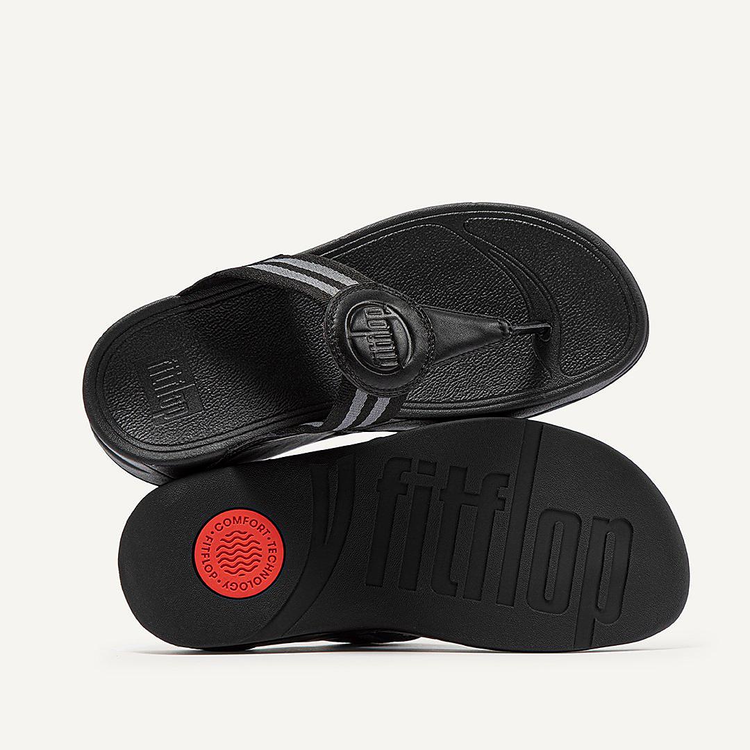 Sandały Fitflop WALKSTAR Webbing Toe-Post Damskie Czarne | Polska-96348