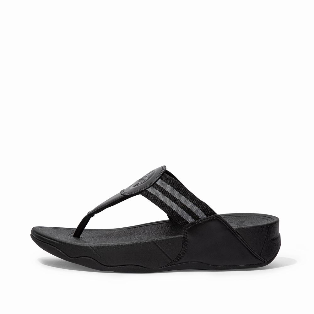 Sandały Fitflop WALKSTAR Webbing Toe-Post Damskie Czarne | Polska-96348