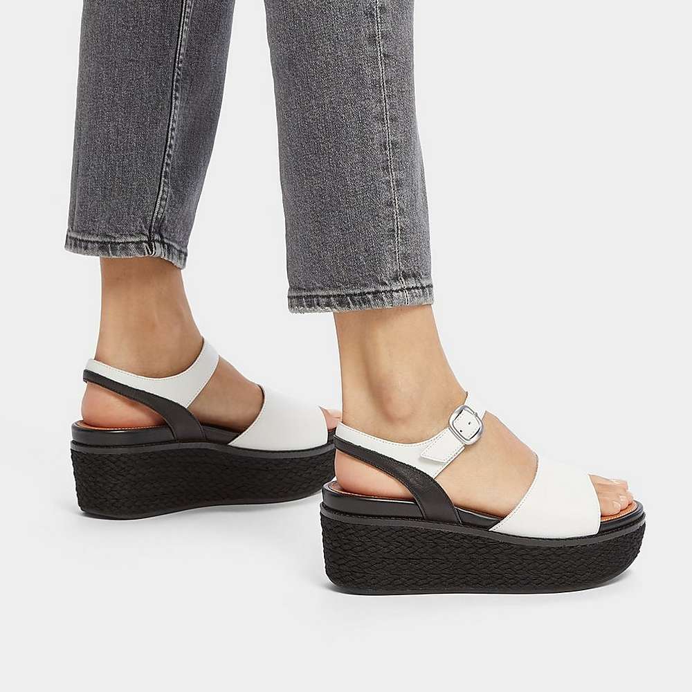 Sandały na Koturnie Fitflop ELOISE Espadrille Leather Damskie Kremowe | Polska-03942