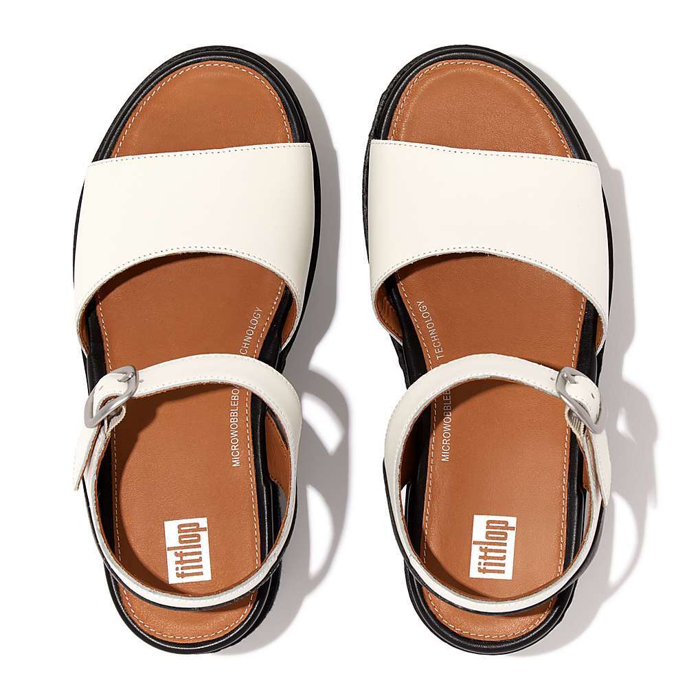 Sandały na Koturnie Fitflop ELOISE Espadrille Leather Damskie Kremowe | Polska-03942