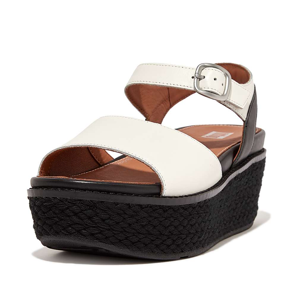 Sandały na Koturnie Fitflop ELOISE Espadrille Leather Damskie Kremowe | Polska-03942