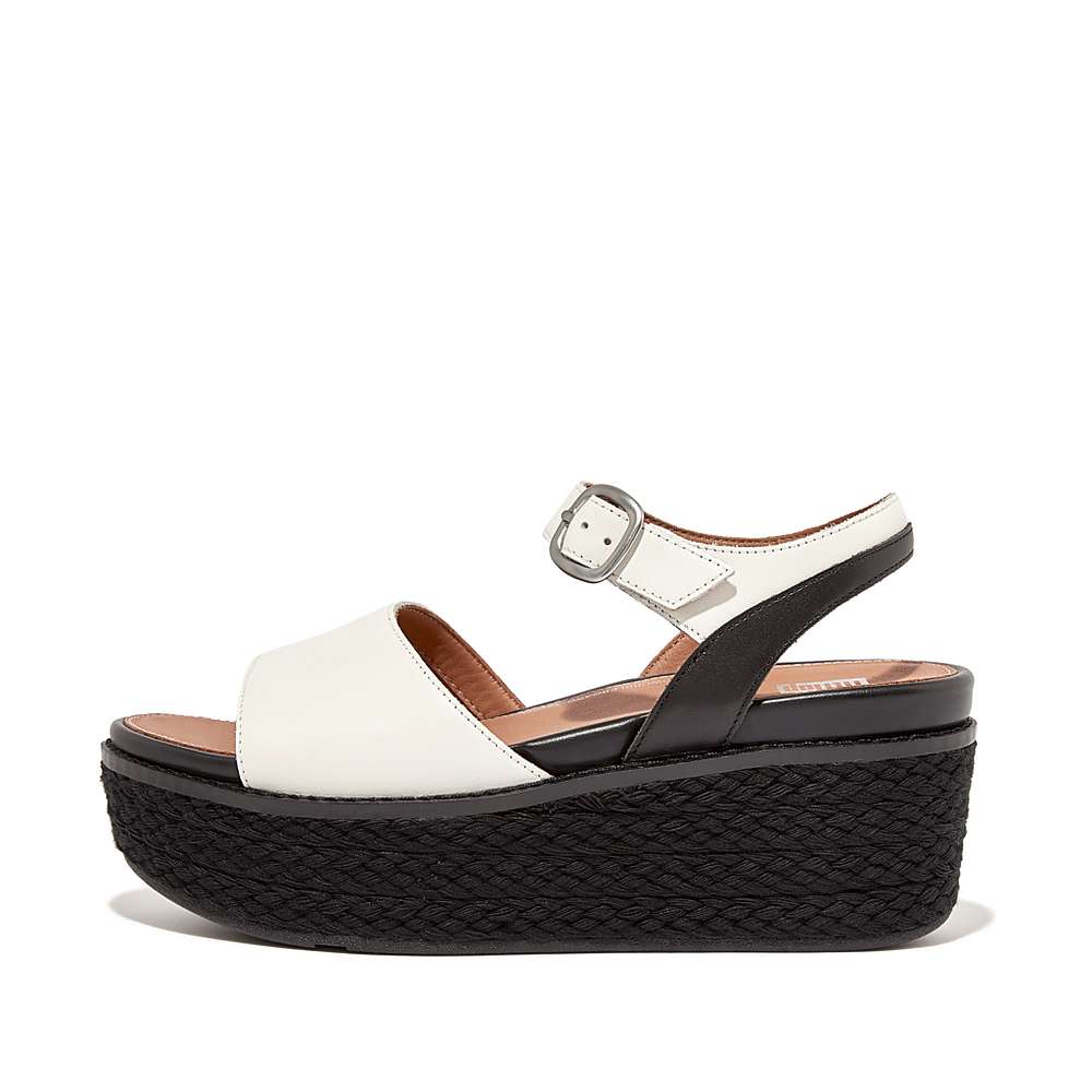 Sandały na Koturnie Fitflop ELOISE Espadrille Leather Damskie Kremowe | Polska-03942