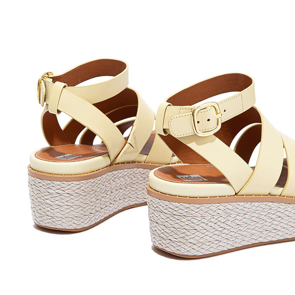 Sandały na Koturnie Fitflop ELOISE Espadrille Leather Damskie Żółte | Polska-54027