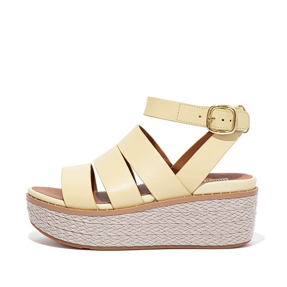 Sandały na Koturnie Fitflop ELOISE Espadrille Leather Damskie Żółte | Polska-54027