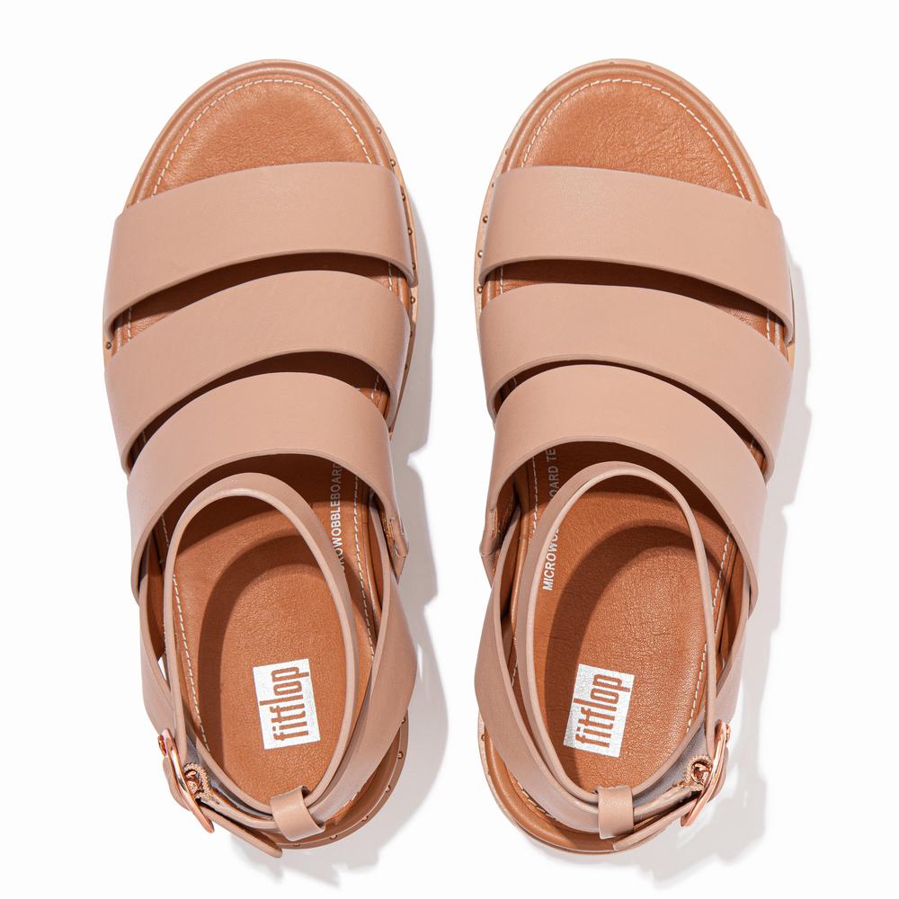 Sandały na Koturnie Fitflop ELOISE Espadrille Leather Damskie Beżowe | Polska-71584