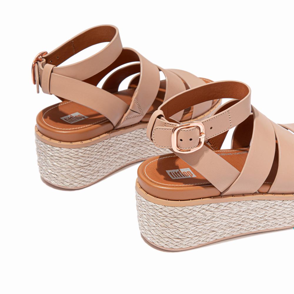 Sandały na Koturnie Fitflop ELOISE Espadrille Leather Damskie Beżowe | Polska-71584