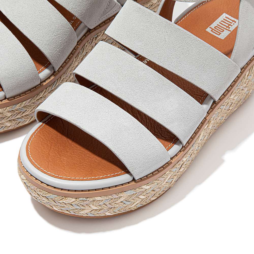 Sandały na Koturnie Fitflop ELOISE Espadrille Suede Damskie Szare | Polska-86217