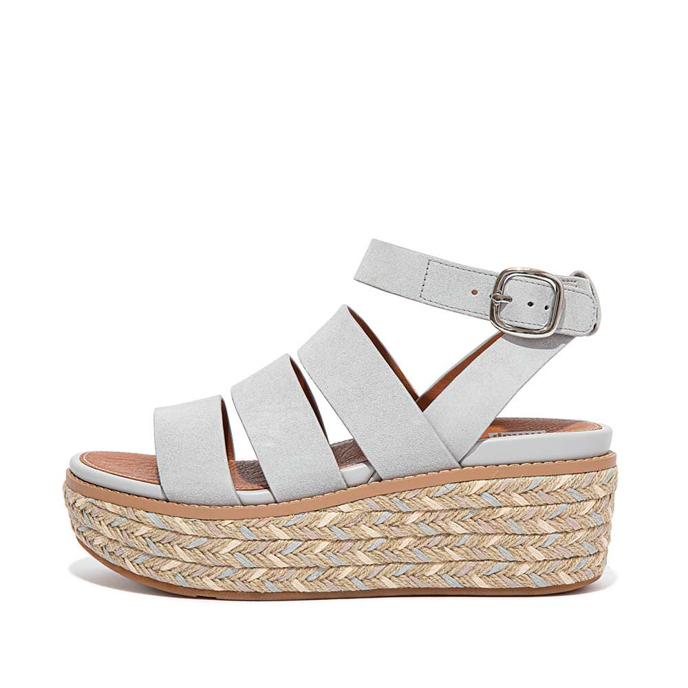 Sandały na Koturnie Fitflop ELOISE Espadrille Suede Damskie Szare | Polska-86217