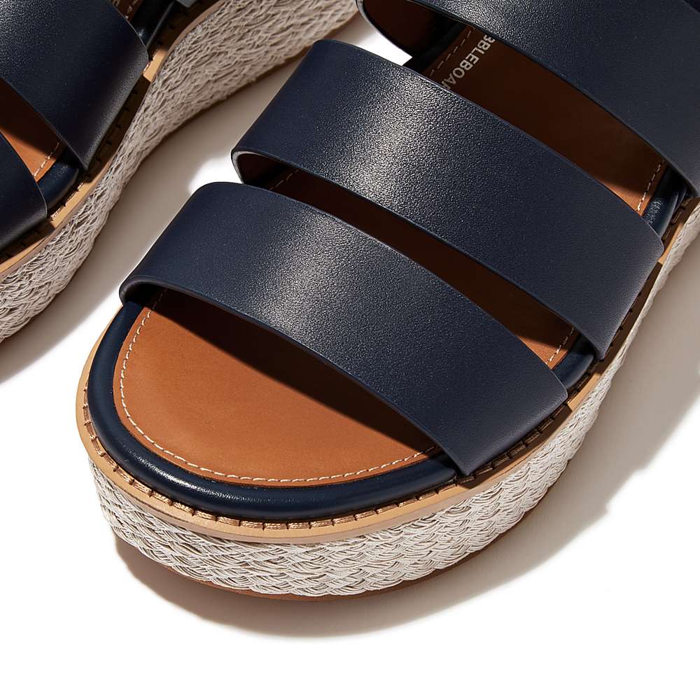 Sandały na Koturnie Fitflop ELOISE Espadrille Leather Damskie Granatowe | Polska-97450