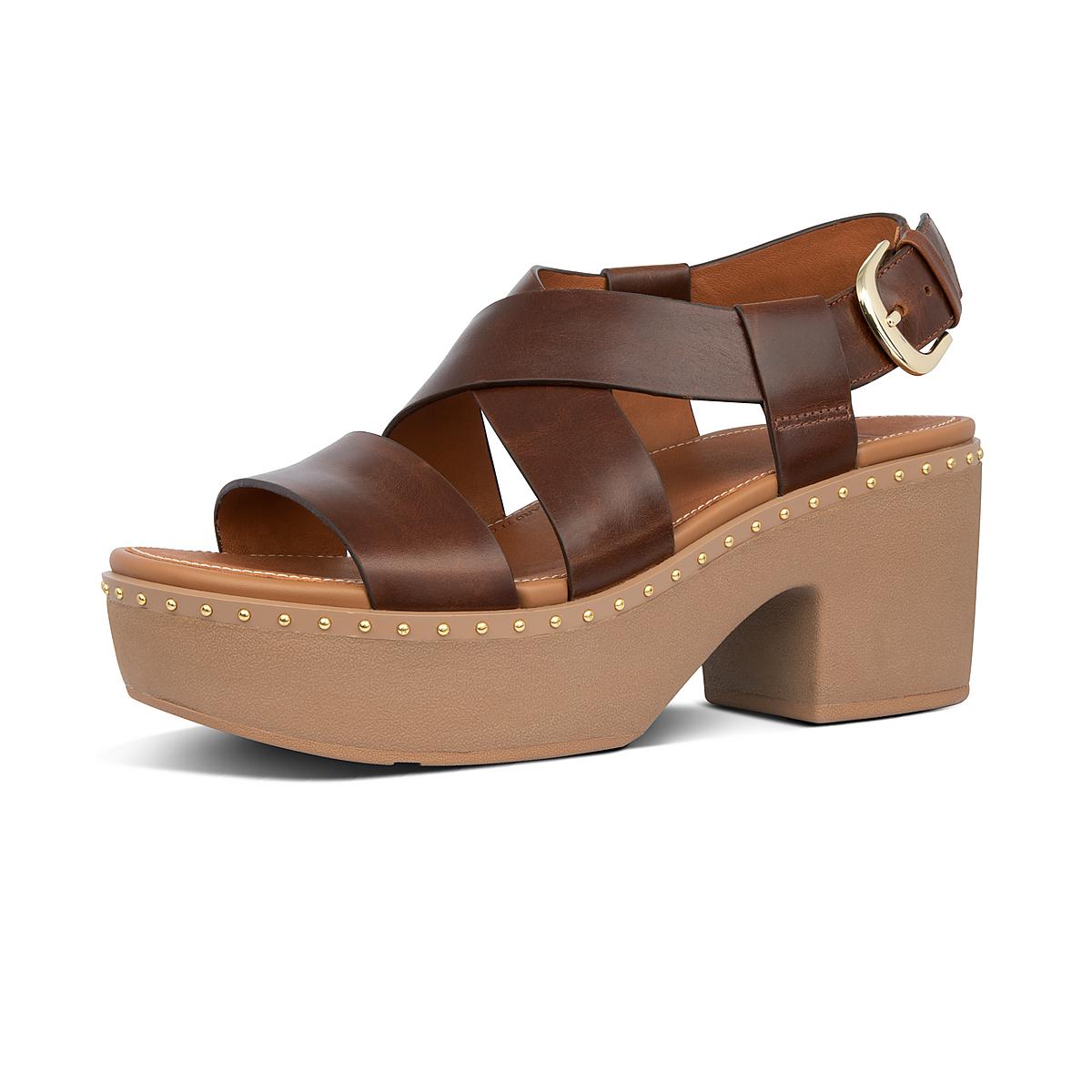 Sandały na Platformie Fitflop PILAR Leather Back-Strap Damskie Czekolada Brązowe | Polska-49582