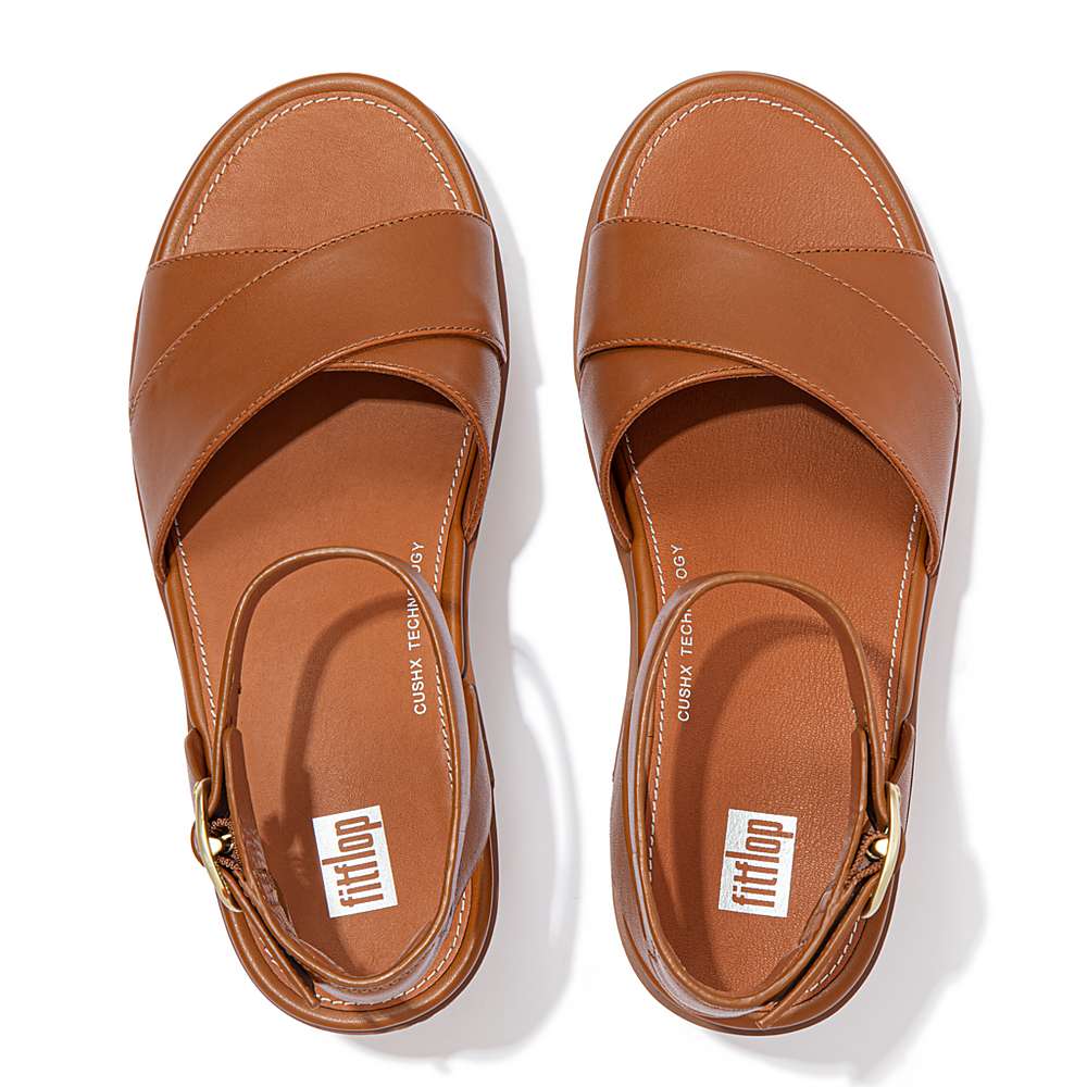 Sandały na Platformie Fitflop PILAR Leather Ankle-Strap Damskie Głęboka Brązowe | Polska-82651