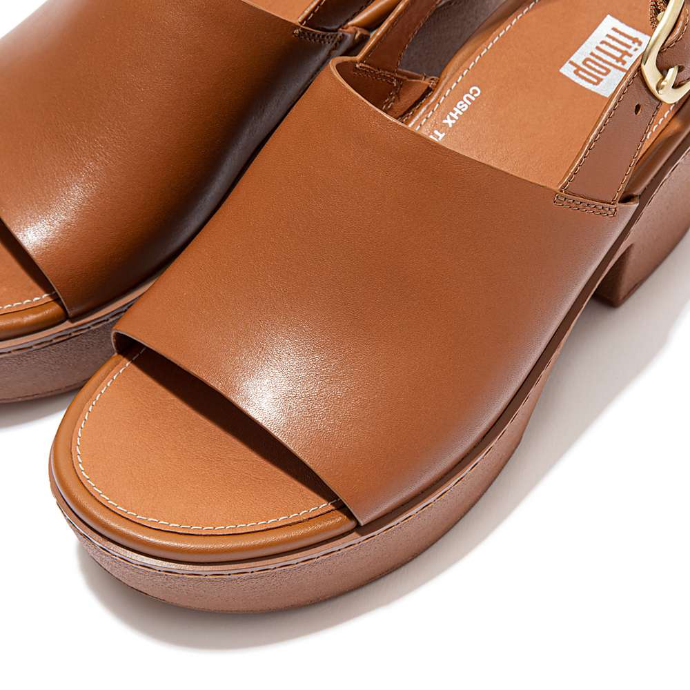 Sandały na Platformie Fitflop PILAR Leather Damskie Głęboka Brązowe | Polska-89304