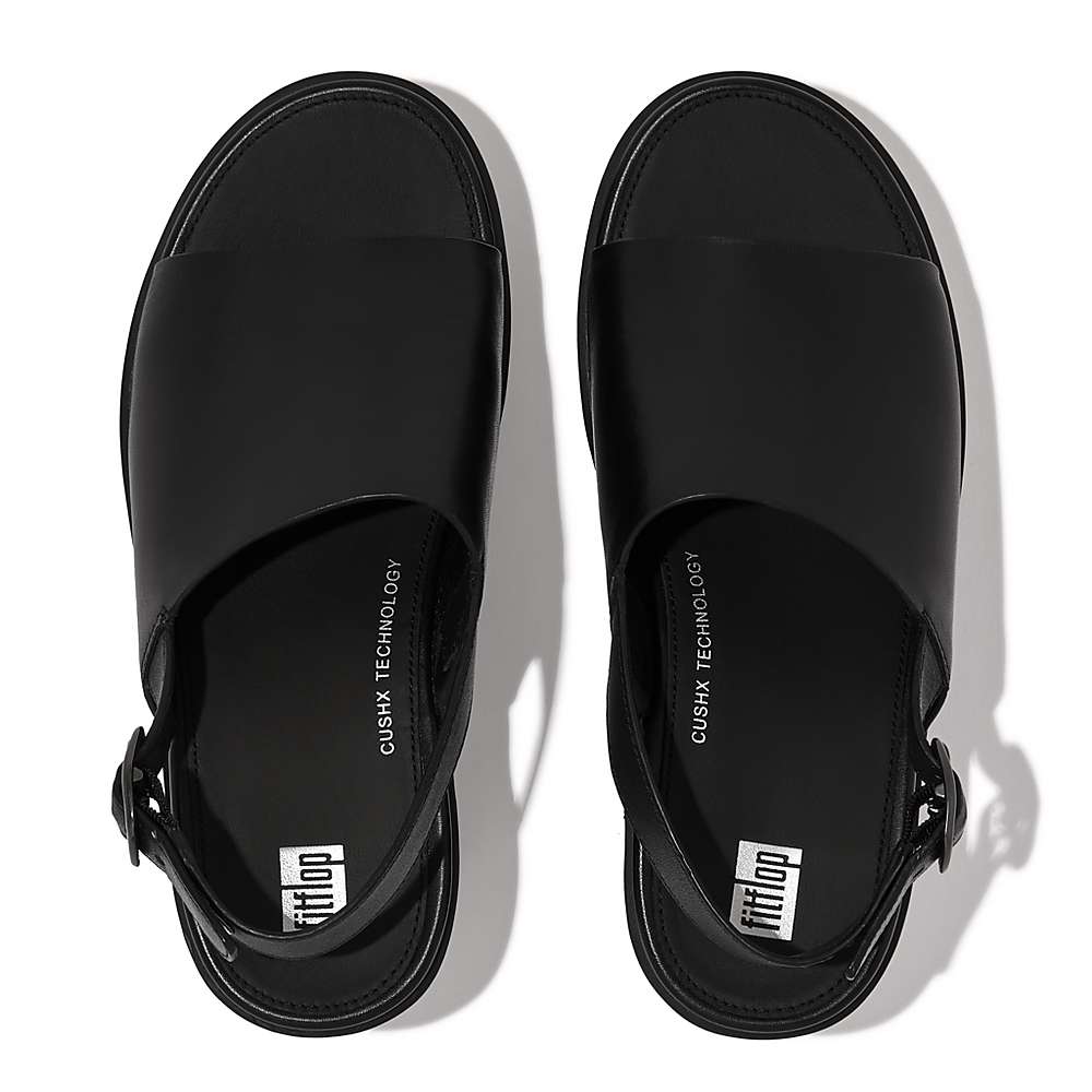 Sandały na Platformie Fitflop PILAR Leather Damskie Czarne | Polska-93405