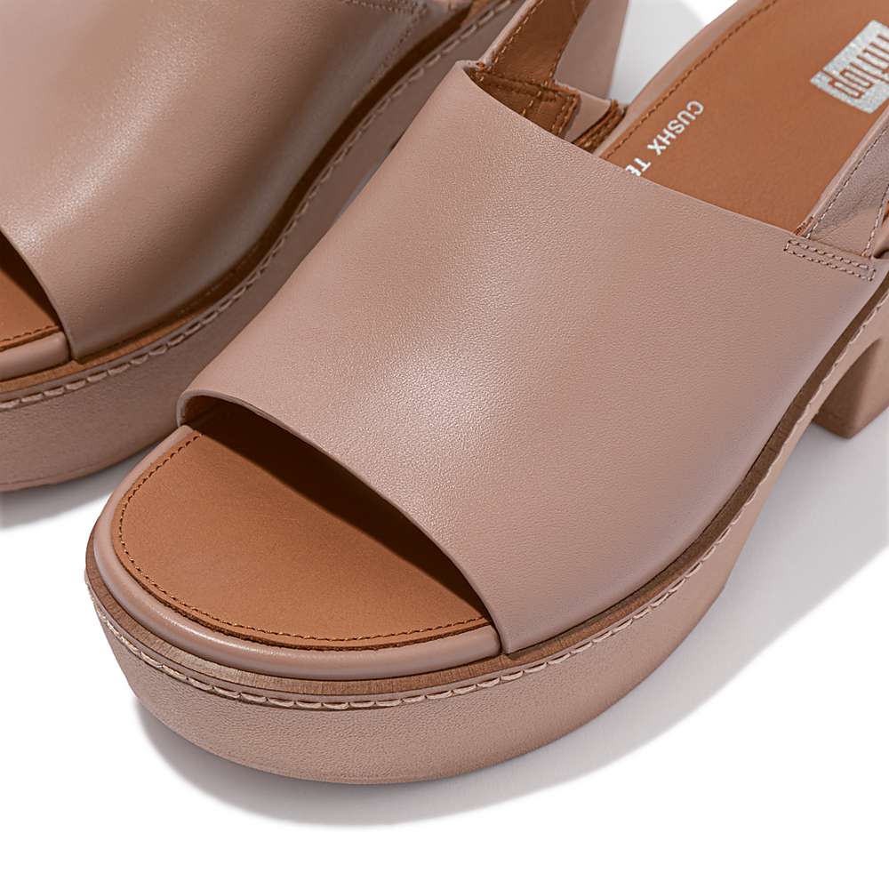 Sandały na Platformie Fitflop PILAR Leather Damskie Beżowe | Polska-94728