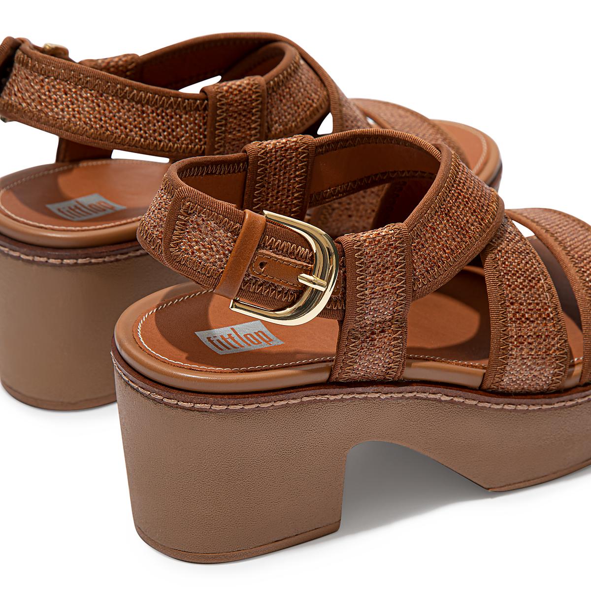 Sandały na Platformie Fitflop PILAR Woven Back-Strap Damskie Głęboka Brązowe | Polska-06237