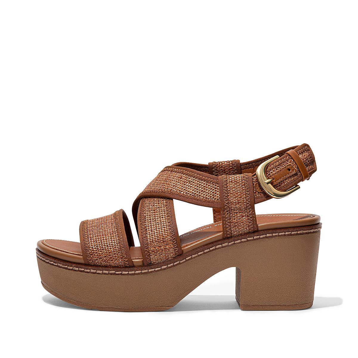 Sandały na Platformie Fitflop PILAR Woven Back-Strap Damskie Głęboka Brązowe | Polska-06237