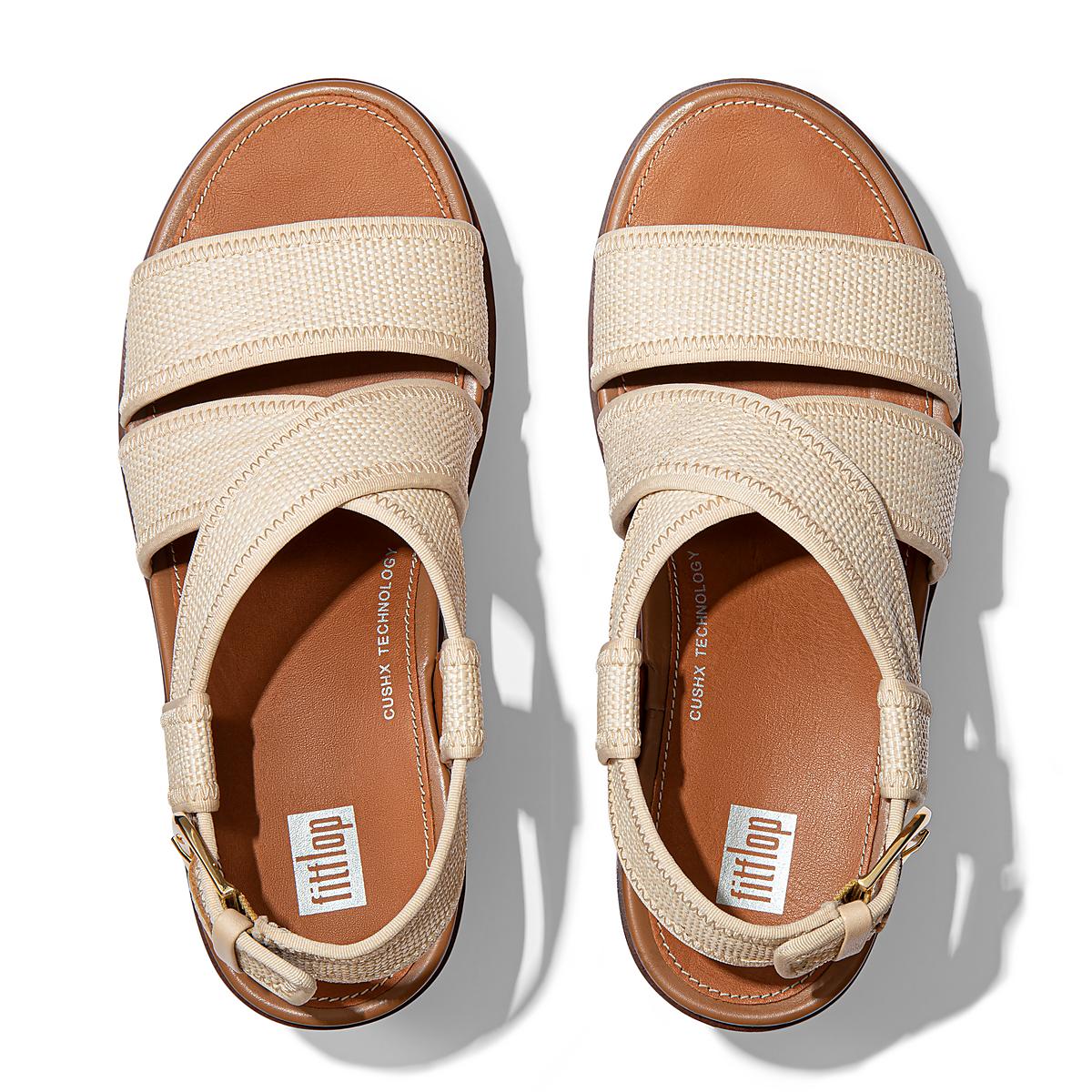 Sandały na Platformie Fitflop PILAR Woven Back-Strap Damskie Beżowe Brązowe | Polska-92735