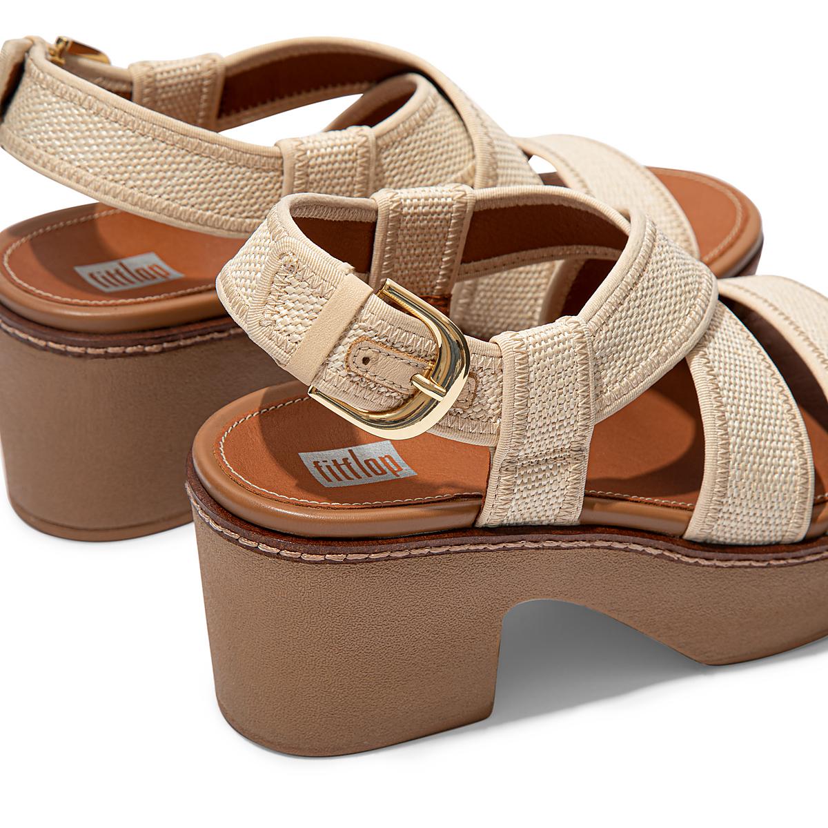 Sandały na Platformie Fitflop PILAR Woven Back-Strap Damskie Beżowe Brązowe | Polska-92735