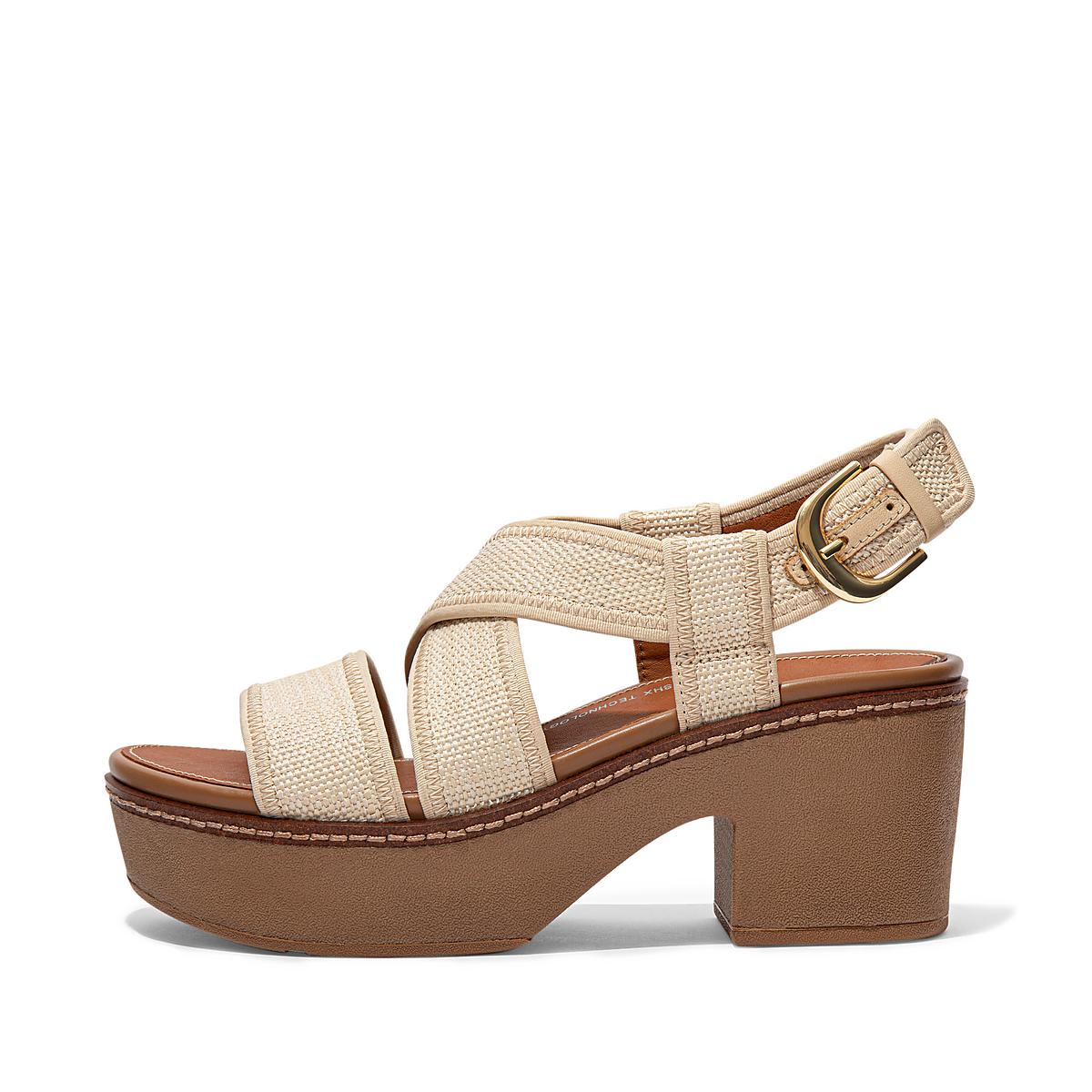 Sandały na Platformie Fitflop PILAR Woven Back-Strap Damskie Beżowe Brązowe | Polska-92735