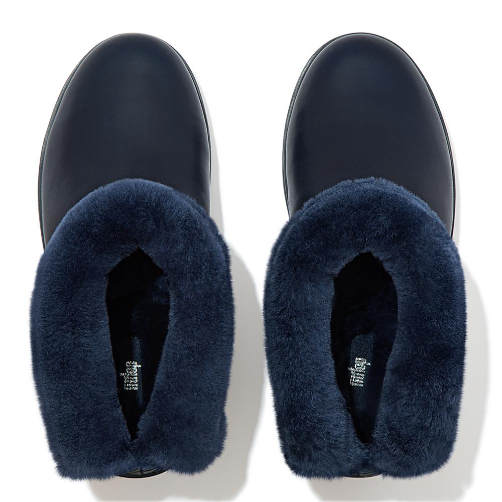 Trzewiki Fitflop MUKLUK SHORTY Waterproof Shearling-Lined Damskie Granatowe | Polska-27405