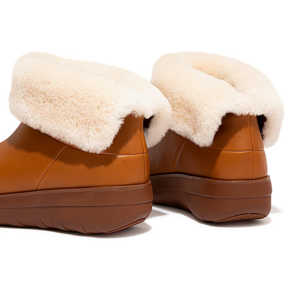 Trzewiki Fitflop MUKLUK SHORTY Waterproof Shearling-Lined Damskie Głęboka Brązowe | Polska-65104