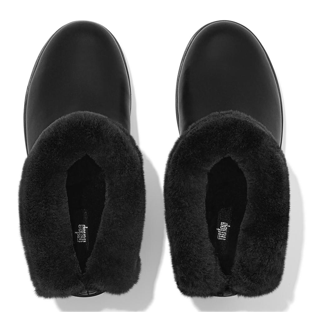 Trzewiki Fitflop MUKLUK SHORTY Waterproof Shearling-Lined Damskie Czarne | Polska-89103