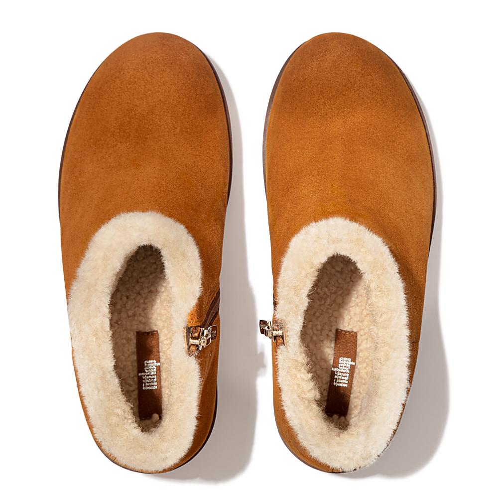 Trzewiki Fitflop PILAR Shearling-Lined Suede Damskie Głęboka Brązowe | Polska-81973